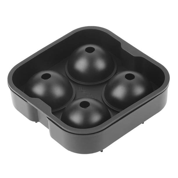 Molde de silicona para cubitos de hielo de 4 cavidades, redondo, para whisky, cócteles y bebidas, color negro