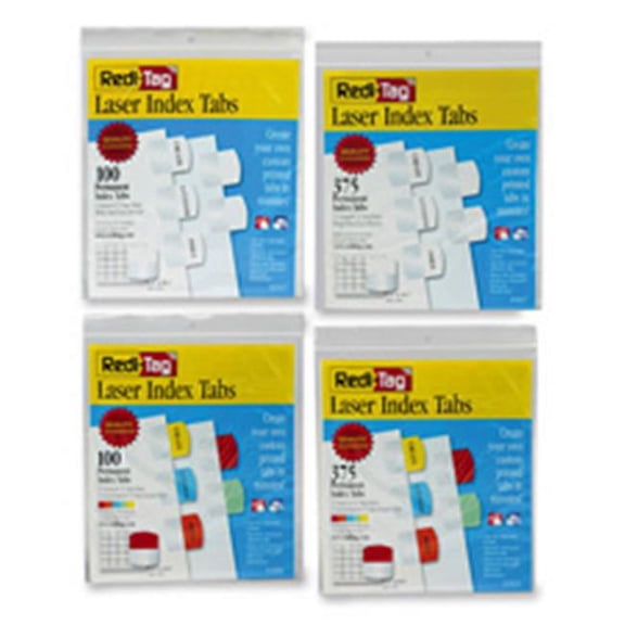 Redi-Tag Corporation Laser Tabs Refill Sheets - White - 375 Tabs- 1-.13in.x1-.25in.