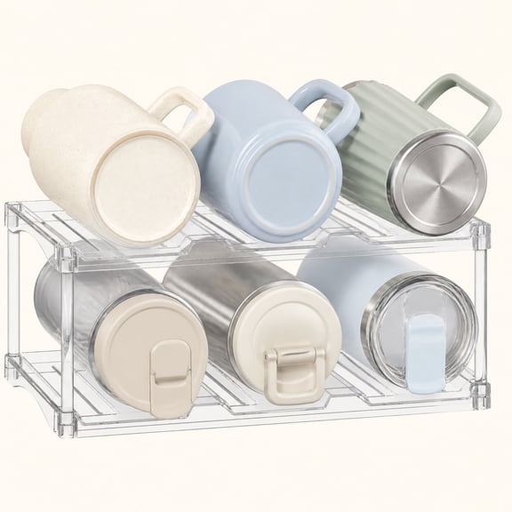 Norcho Stackable Bottle Organizer, Clear, Freestanding, 2-Tier Holds 6