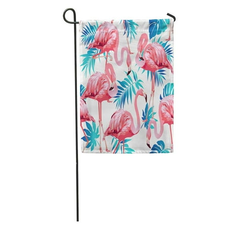 Nudecor Pink Pattern Flamingo Bird And Tropical Flowers Yellow Beach Hawaiian Garden Flag Decorative Flag House Banner 12x18 Inch Walmart Canada