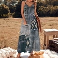 thumbnail image 3 of Denim Patchwork Sleeveless Dress Loose Women's Dress Dresses Luxury Evening Dresses, 3 of 9