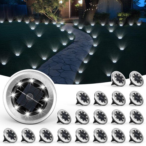 SOLPEX Mini Lampes Solaires de Sol, Lot de 20 Lampes Solaires d'Extérieur Étanches, Lampes de Sentier à Énergie Solaire, Éclairage de Jardin Solaire