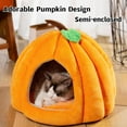 thumbnail image 2 of Pumpkin Cat Bed, Cat Beds with CatsRemovable Cushion for Indoor, Warm Cave Nest Sleeping Bed Puppy House for Cats Small Dogs (Orange, M), 2 of 6
