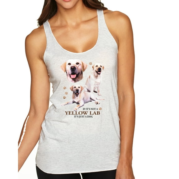 Wild Bobby, If It's Not a Yellow Lab It's Just a Dog Gift | Womens Dog Lover Premium Tri-Blend Racerback Tank Top, Heather White, Small