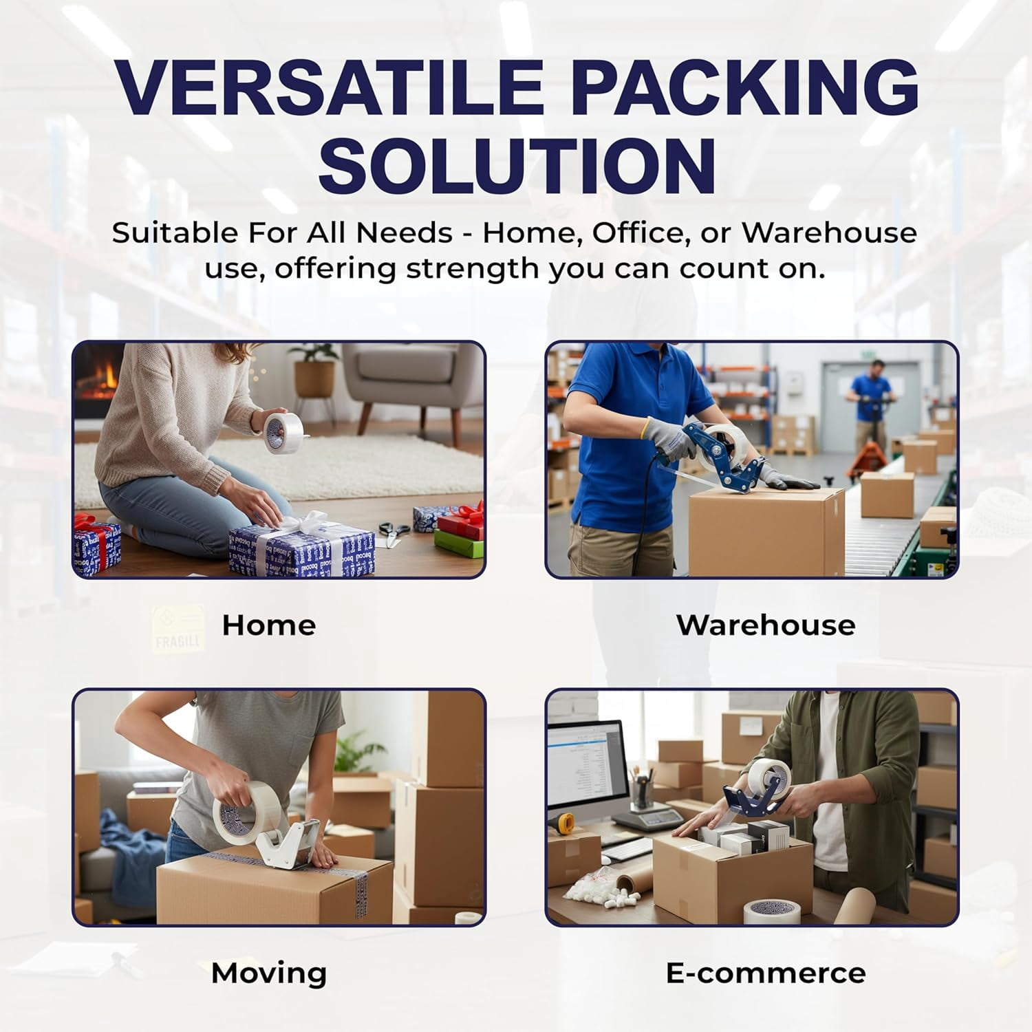Pacron Clear Packing Tape, 72 Rolls, 1.88 in x 110 Yds - Heavy Duty Moving Tape for Packing, Storage & Mailing