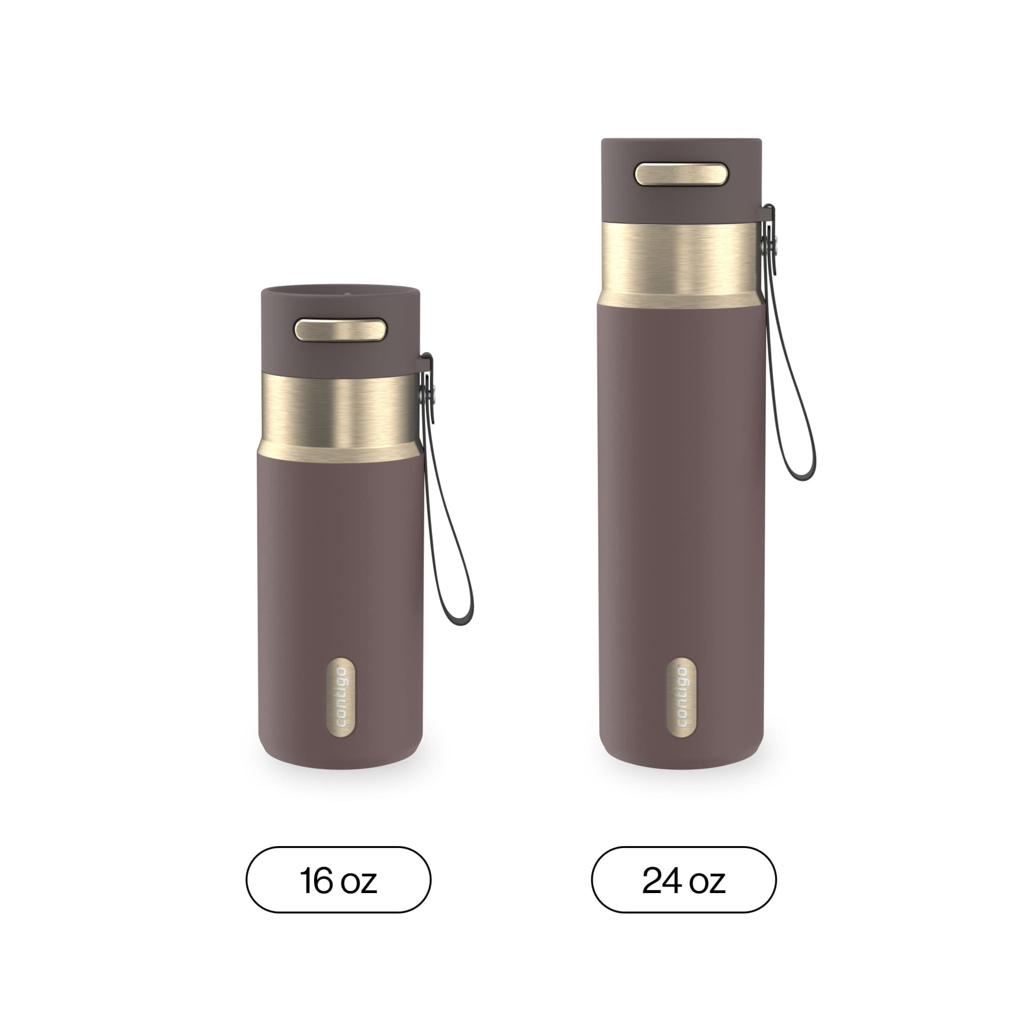 Contigo 16oz AutoSeal Insulated Stainless Steel Water Bottle, Terra Brown/Champagne