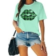 thumbnail image 3 of LAZYCHILD St. Patrick's Day Shirts for Women Funny Lips Tongue Shamrock TShirt St. Paddys Day Green Clover Short Sleeve Tops, 3 of 6