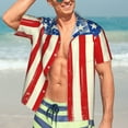 thumbnail image 5 of KLL Men's Hawaiian Shirt Short Sleeve Button Down Beach Shirts-America Flags2, 5 of 5