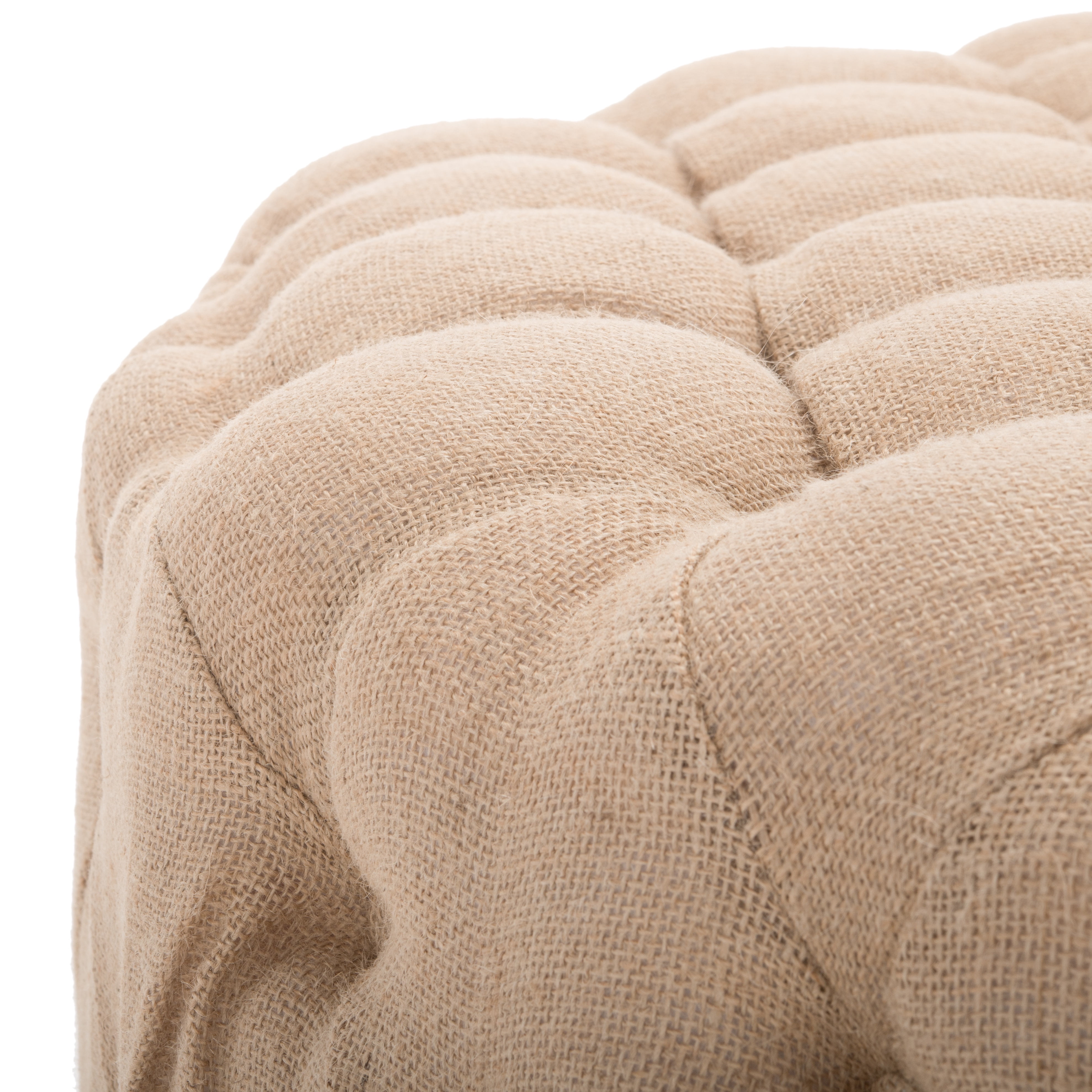 SAFAVIEH Charlene Modern Glam Solid Tufted Cocktail Ottoman, Beige
