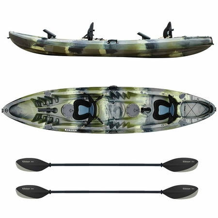 Elkton Outdoors Tandem Kayak: 12 Foot Sit On Top Fishing Kayak With Included Paddles, Rod Holders and Dry Storage