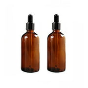 2 Pcs 100ml Empty Amber Glass Bottle with Glass Dropper for Essential Oil Formulas