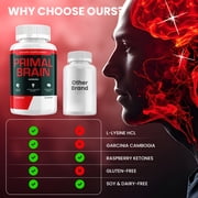 Primal Brain Capsules – PrimalBrain Natural Blend Memory Focus Support Supplement, 1 Pack, 60 Capsules
