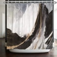 thumbnail image 2 of White Black Abstract Marble Stone Fabric Shower Curtain Ink Painting Gold Sand Waterproof Cloth Shower Curtains for Bathroom Modern Watercolor Decoration with Hooks 72x72 inches, 2 of 8