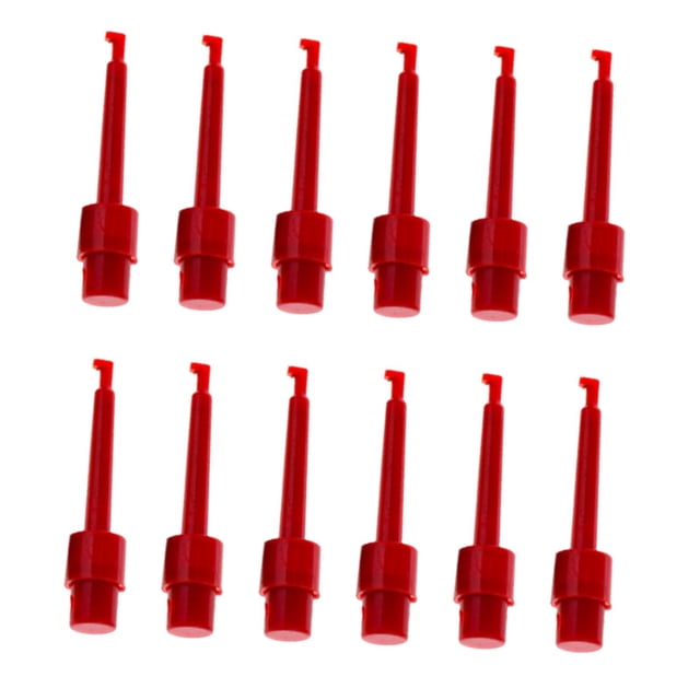 12 clips de exhibición para señuelos de pesca, compactos, portátiles y de aleación resistente. Rojo
