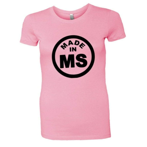 PleaseMeTees™ Womens From Born Made In Mississippi MS Logo Label HQ Tee