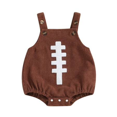 

Bmnmsl Baby Boys Girls Overalls Sleeveless Football Embroidery Rompers