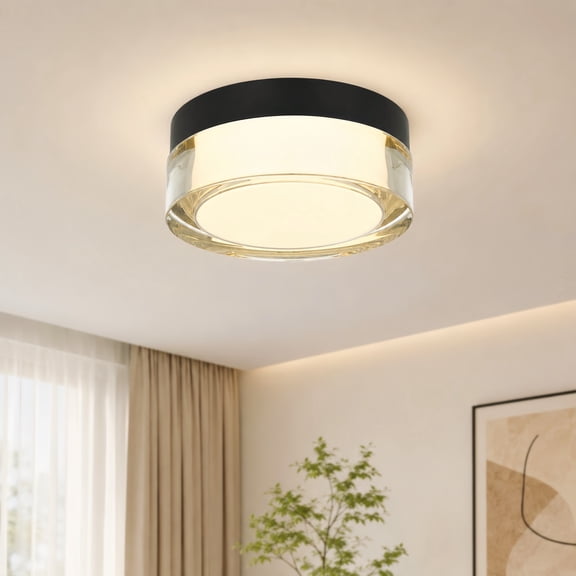 TICOZE 6 Inch Black Integrated LED Flush Mount for Bedrooms, Living Rooms, Kitchens, Hallways, 900 Lumens 14W, 3CCT Selectable 3000K,4000K,5000K, Dimmable
