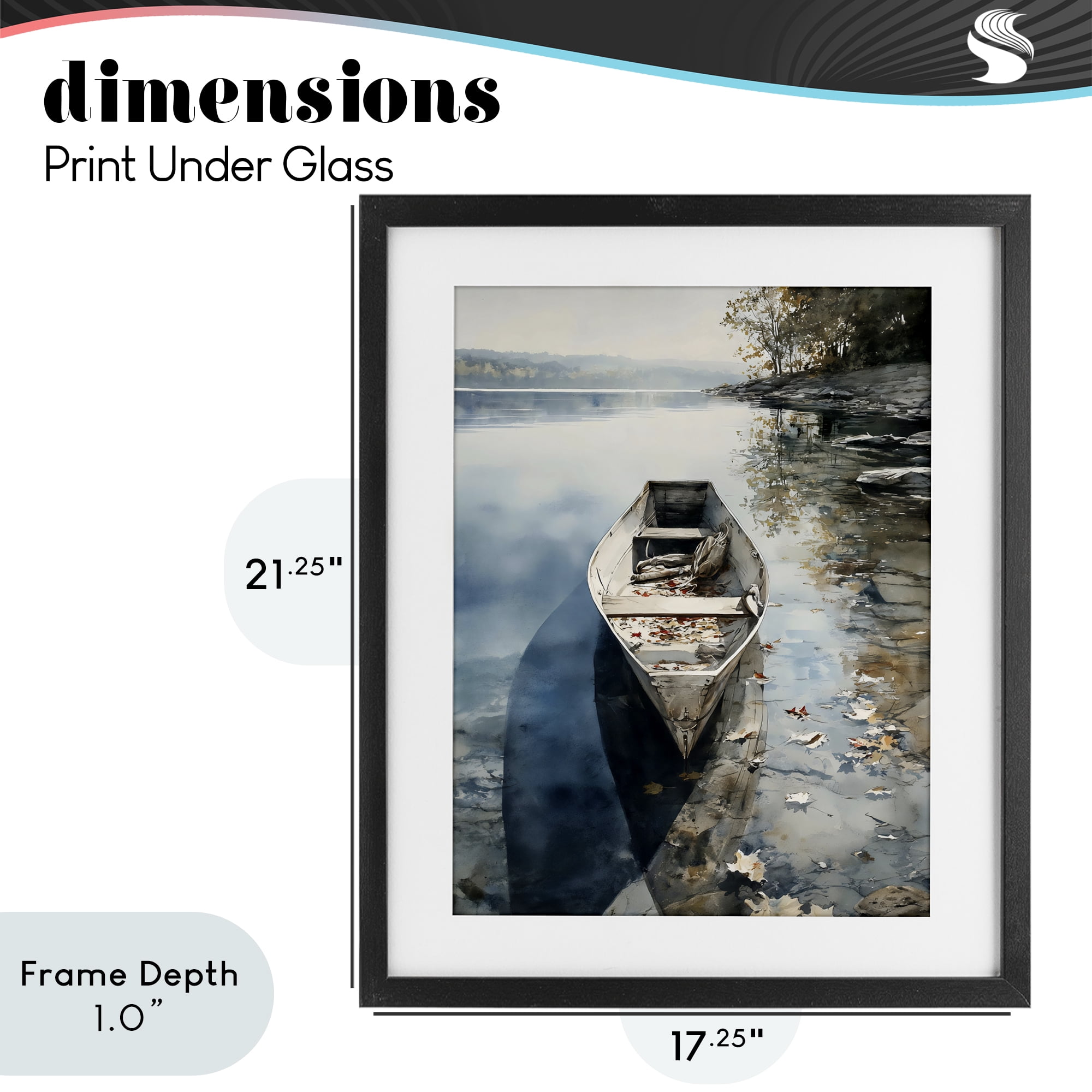 Stupell Industries Boat In The Fall Reflection Black Framed Print Under Glass, design by Franklyn Gregory