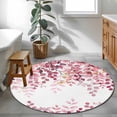 thumbnail image 4 of Pink Eucalyptus Leaves Large Area Rugs for Bedroom Living Room, Soft Non Slip Carpet Bedside Rug, Summer Botanical Watercolor Round Floor Cover Kitchen Accent Rug 3.3' for Dining Room/Office, 4 of 9