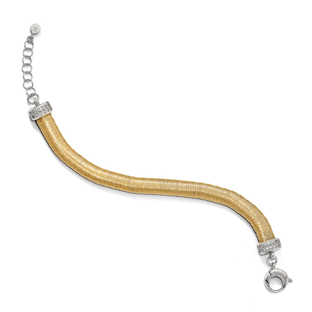Bracelet; 7 inch Leslie's 925 Sterling Silver Gold-tone CZ with 1in ext