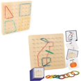 thumbnail image 1 of CHUANK 2 Pack Wooden Geoboard Mathematical Wood Nail Board Toy Portable Array Block Board Graphical Educational Shape Recognition Matching Boards Toy Preschool Learning Toys for Kids Boys, 1 of 6