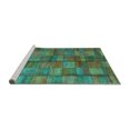 thumbnail image 2 of Ahgly Company Machine Washable Indoor Round Abstract Turquoise Blue Contemporary Area Rugs, 6' Round, 2 of 4