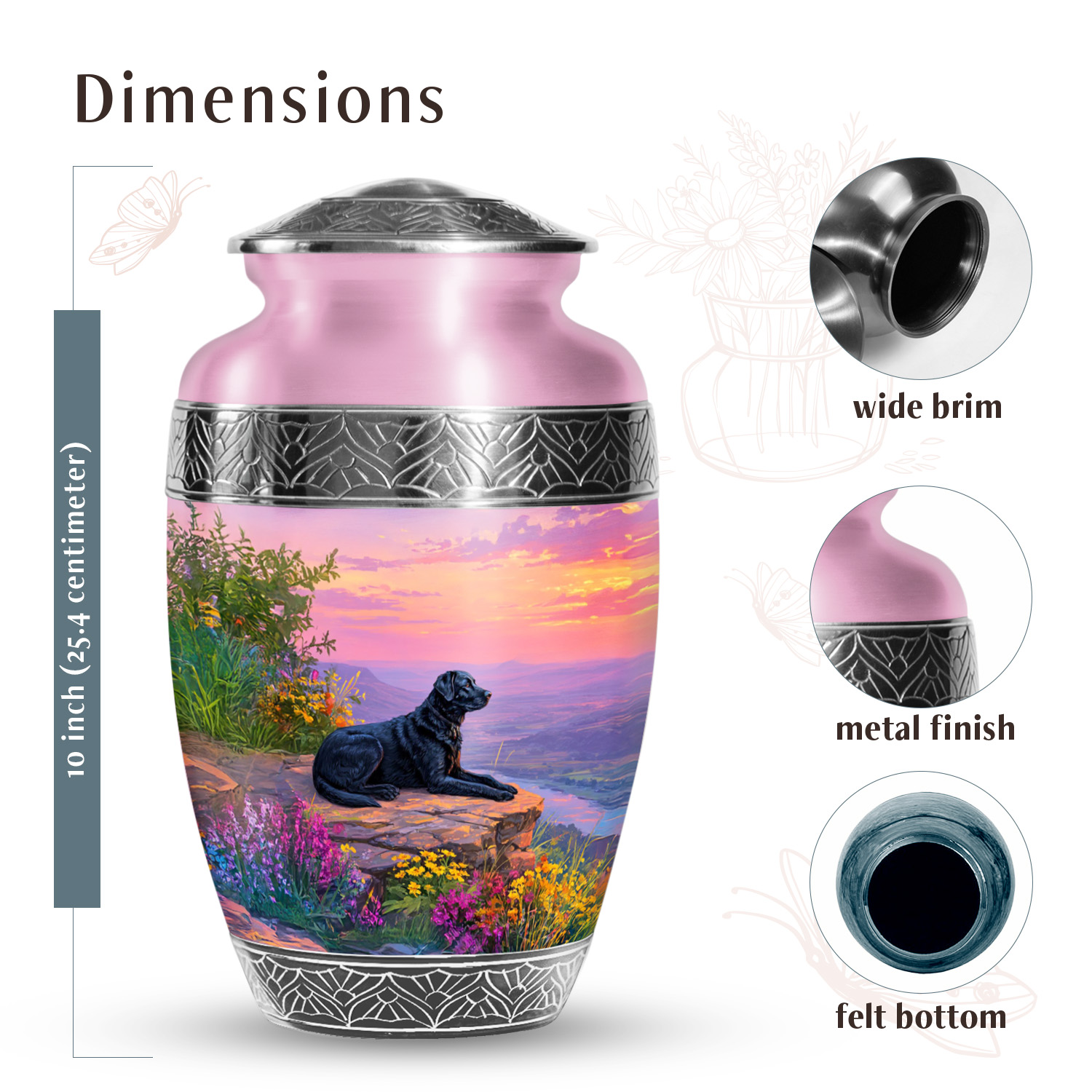SABURIAL Dog Urn - Perfect Handcrafted Urns For Mom & Dad Ash - Decorative Funeral Urn For Human Ash - Perfect Burial Urns For Female Ashes - 10 Inch Large With Velvet Bag