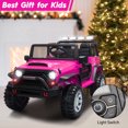 thumbnail image 2 of TOBBI 12V Kids Ride on Car, Jeep Car with Remote Control, LED Lights, Music, Horn, Bluetooth, Spring Suspension, Rocking, Rose Red, 2 of 15