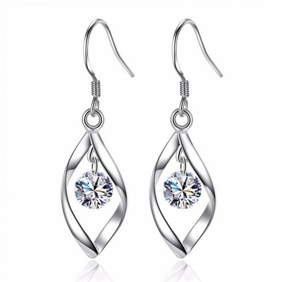 SDJMa Elegant Women Faux Crystal Rotating Dangle Hook Earrings, Ideal Valentines Costume Jewelry for Women