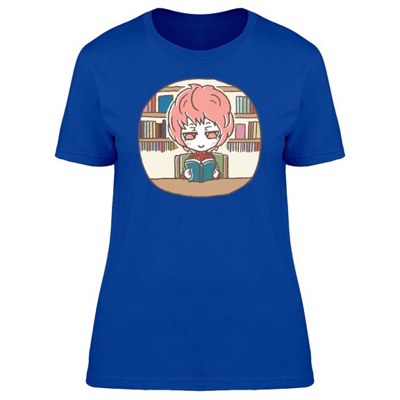 Adorable Girl On A Library Tee Women's -Image by Shutterstock