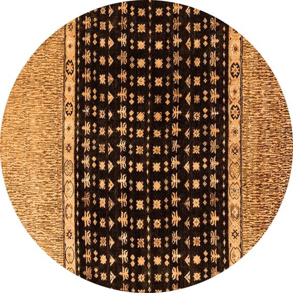 Ahgly Company Indoor Round Abstract Orange Modern Area Rugs, 3' Round