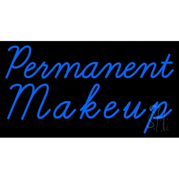 Blue Permanent Makeup LED Neon Sign 20 x 37 - inches, Black Square Cut Acrylic Backing, with Dimmer - Bright and Premium built indoor LED Neon Sign for Spa interior decor and storefront.