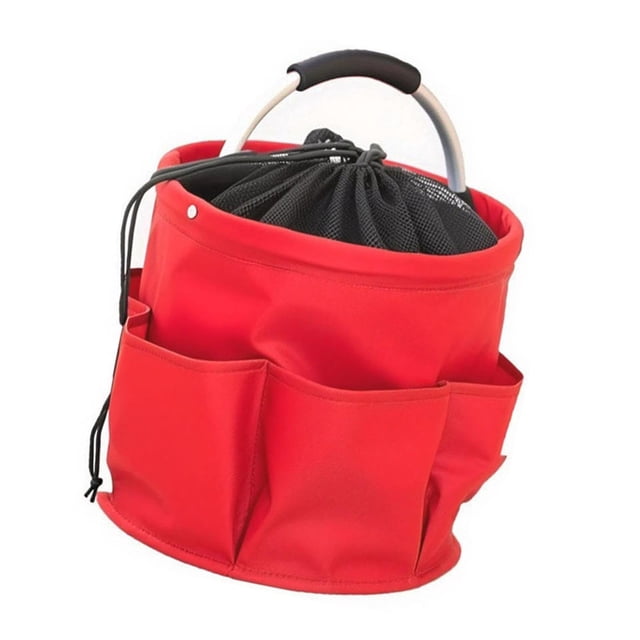 Cesta plegable con asa, bolsa para herramientas de jardín, cesta organizadora para picnic con cordón para jardinería, senderismo, parques temáticos y Rojo