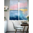 thumbnail image 4 of Modernism Sheer Curtains for Living Room Bedroom, Light-filtering Sheer Curtain, Abstract Gold Blue Pink Color Block Rod Pocket Voile Window Treatment Drapes, 52’’Wx63’’L, 2 Panels Set, 4 of 7