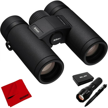 Nikon 16763 Monarch M7 Binoculars 8x30 ED Lenses Water/Fog Proof Bundle with Deco Gear Tactical Flashlight and Tactical Pen Set with Water/Shockproof Case and 6 x 6 inch Microfiber Cleaning Cloth