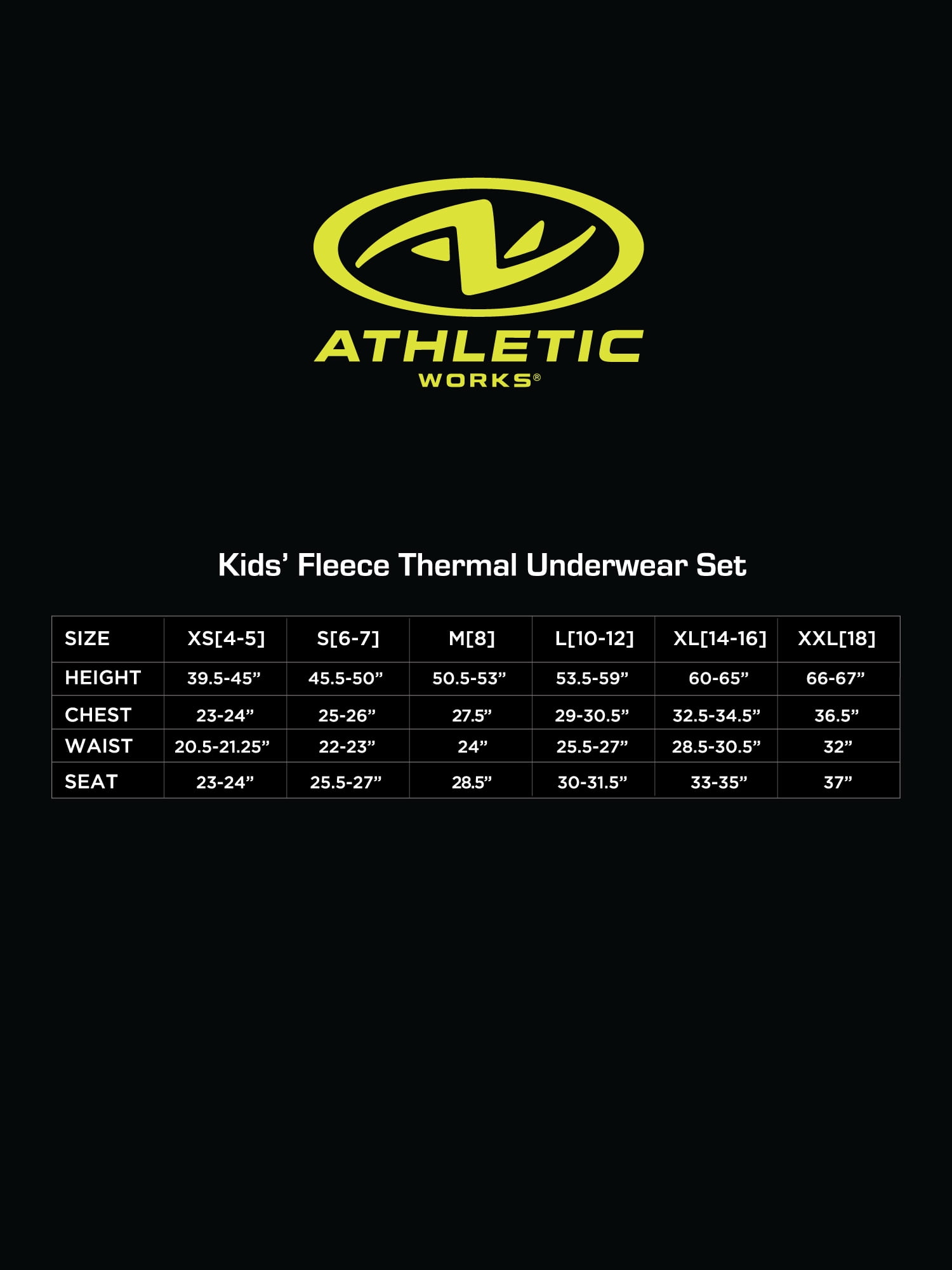 Athletic Works Kids Fleece Thermal Set, Sizes XS-XXL