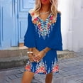 thumbnail image 1 of SMihono Robe d'Été Bohème pour Femmes Grande Taille Mode Robe d'Été Décontractée à Col en V Manches Courtes Imprimée Mini Robe, 1 of 6
