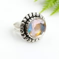 thumbnail image 3 of SATYAVIE JEWELLERY Fine 925 Sterling Silver Ring For Women Mystic Topaz Ring Sterling Silver Statement Ring Round Cut Cushion Gemstone Ring Size US 4, 3 of 6