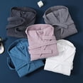 thumbnail image 3 of Unisex 100% cotton Terry Cloth Bathrobe with Hood，plush & Absorbent Mid Length Thicken Kimono Shower Spa Robe, 3 of 7