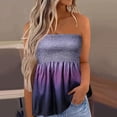thumbnail image 2 of RYRJJ Womens Tube Tops Smocked Ruffled Strapless Gradient Tanks Backless Casual Bandeau Sleeveless Shirts(z-Navy,XXL), 2 of 4