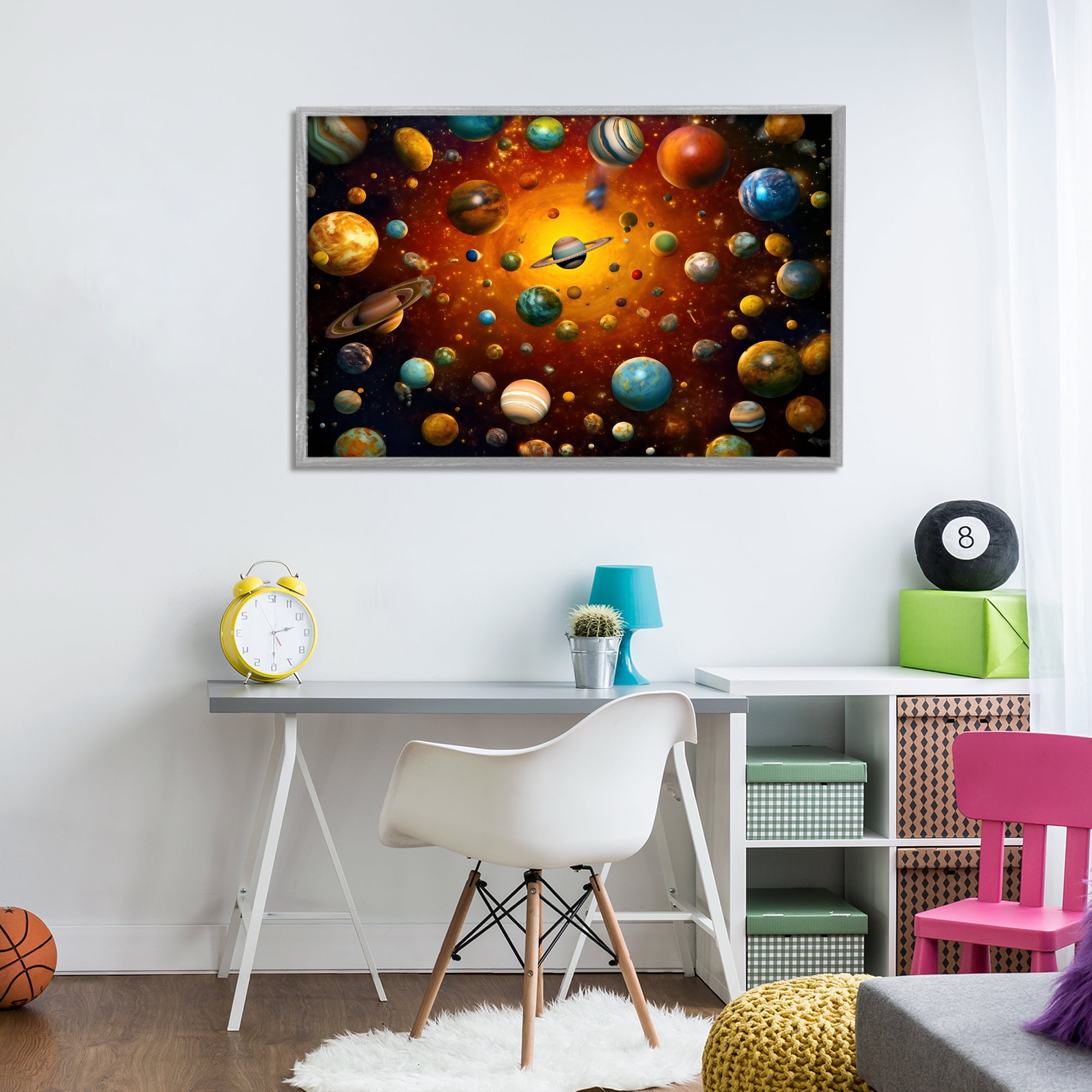 Stupell Industries Cosmic Marbles Galaxy Gray Framed Giclee Art, design by Ray Powers