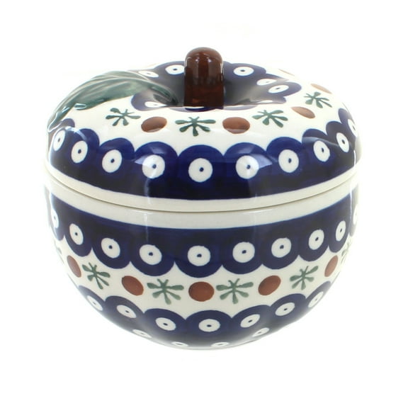 Blue Rose Polish Pottery Nature Apple Baker