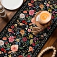 thumbnail image 3 of Watercolor Flowers Table Runner - 120 Inch Long Farmhouse Floral Vintage Black Cotton and Linen Blended Dress Scarves Farmhouse Table Runner for Kitchen Dining, Coffee Table, 13" x 120", 3 of 8