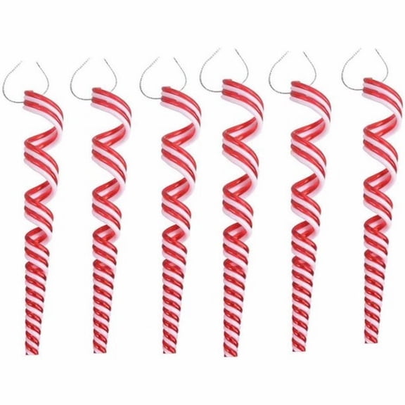 6 Pcs Christmas Lollipop Ornaments Set, Red and White Candy Cane Decorations, 17cm Hanging Tree Pendants for Holiday Home Party Decor, Shatterproof Christmas Candy Decorations