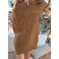thumbnail image 5 of Asyoly Womens Winter Turtleneck Pullover Sweater Dress Ribbed Cable Knit Tassel Sweater Jumper Dress, 5 of 8