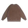 thumbnail image 1 of Men's Hoodless Sweatshirt Washed Distressed Round Neck Drop Shoulder Casual Pullover Retro Style Comfortable Blend, 1 of 2