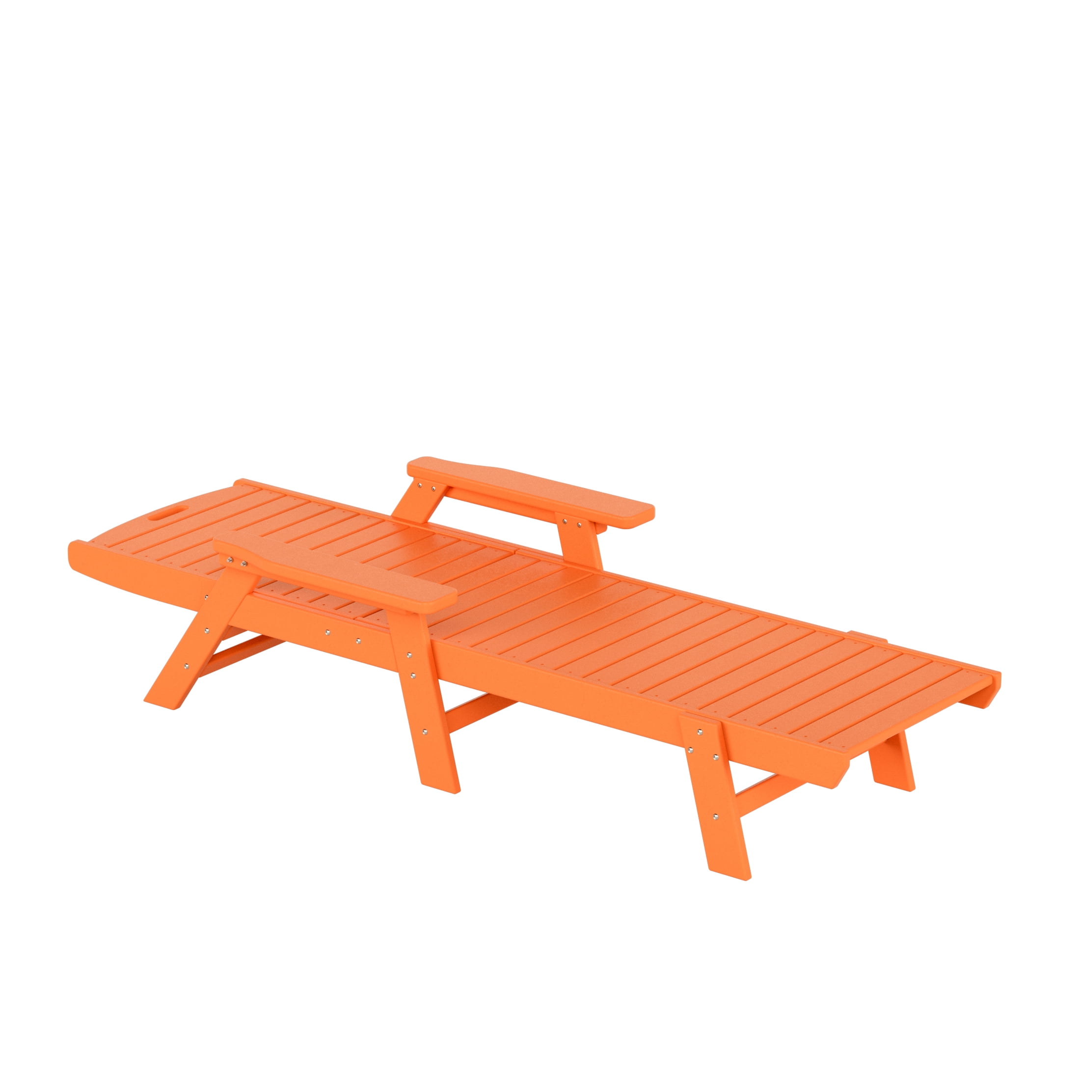 GARDEN Plastic Outdoor Chaise Lounge Chair with Adjustable Backrest, Orange