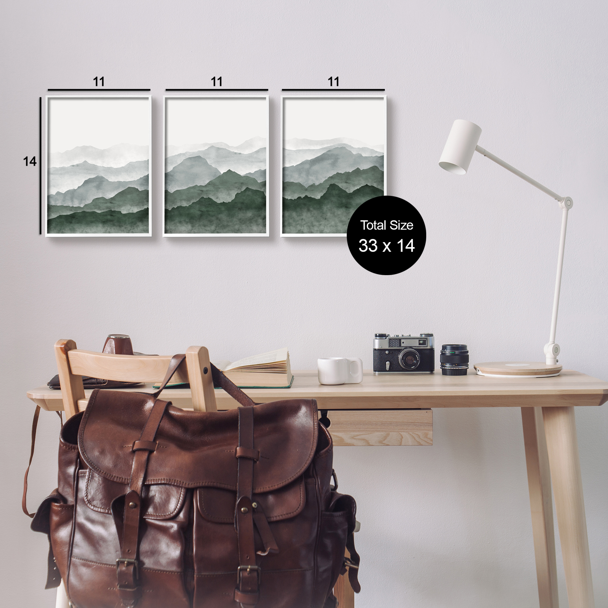 Stupell Sage Hills Mountain Nature View Landscape Painting White Framed Art Print Wall Art, Set of 3
