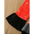 thumbnail image 6 of Qiylii Toddler Girls Christmas Outfits Santa Printed Tops+Flared Trouser, 6 of 9