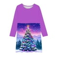 thumbnail image 4 of FamilyThread Girls Christmas Dress Long Sleeve Dress for Girls Swing Twirly Skater Dresses Tree Print Casual A Line Dresses For 4-12Y, 4 of 5